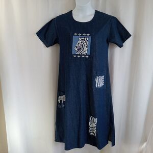 No 1 Funwear Factory Dress Women's Size 14 chambre Animal Accents Pockets